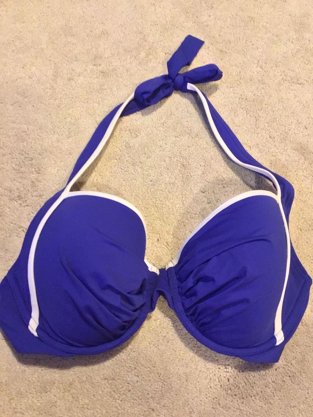 Tommy Bahama Island Royal Blue Halter Bikini Top with White Trim